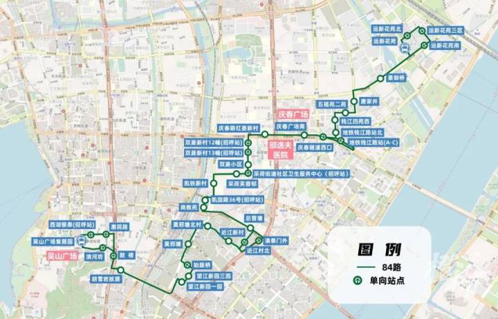 55、56、84路调整后的线路走向图