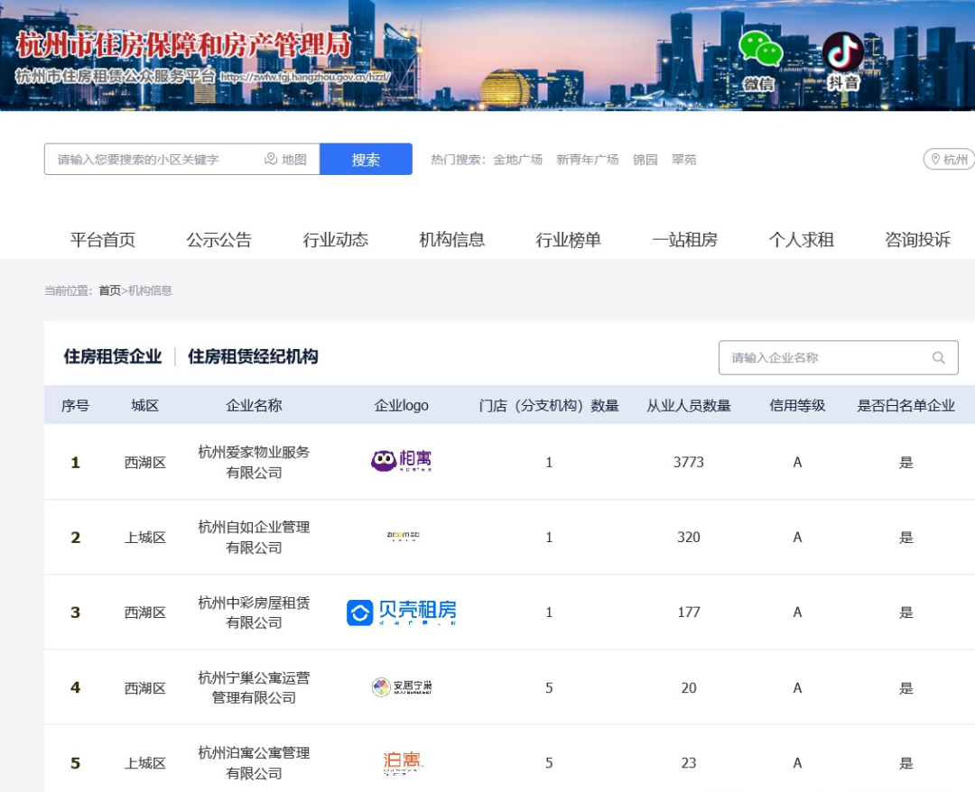 杭州市住房租赁公众服务平台