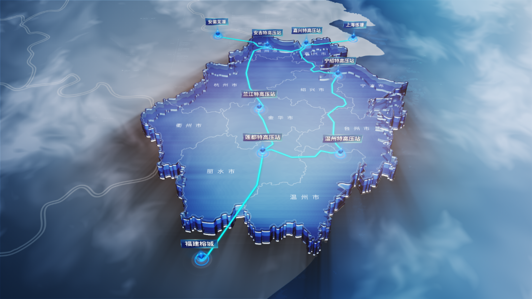 浙江特高压交流环网工程路线示意图。国网浙江电力 供图