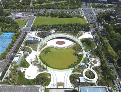 滨江区青少年活动中心南侧地下停车场(人防工程)上方的公园