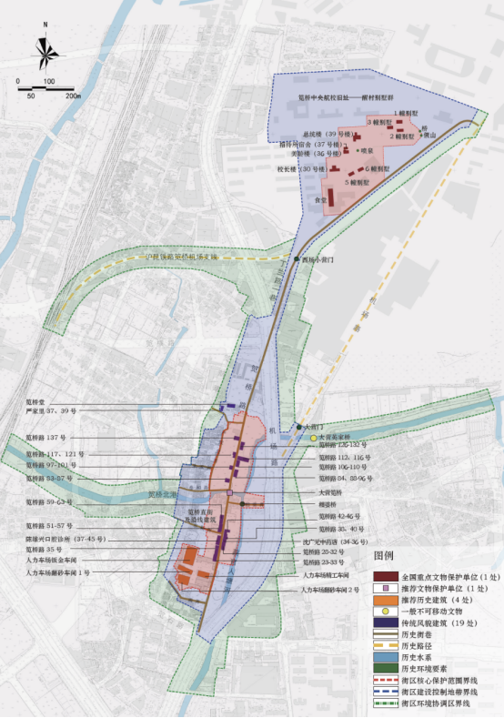 《杭州市笕桥路历史文化街区保护规划(2021—2035年)》保护区划图